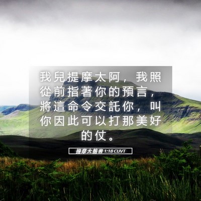 Picture 05 - 提 摩 太 前 書 1:18 CUVT - 我 兒 提 摩 太 阿 ， 我 照 從 前 指 - Bible Verse Picture