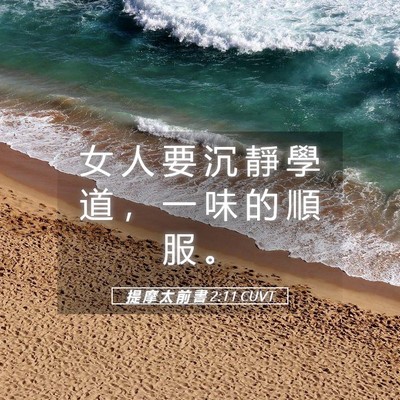 Picture 05 - 提 摩 太 前 書 2:11 CUVT - 女 人 要 沉 靜 學 道 ， 一 味 的 順 - Bible Verse Picture