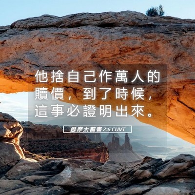 Picture 05 - 提 摩 太 前 書 2:6 CUVT - 他 捨 自 己 作 萬 人 的 贖 價 ， 到 - Bible Verse Picture