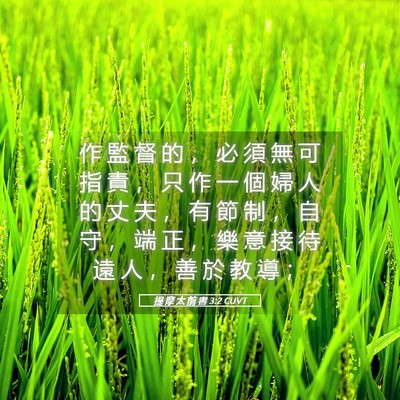 Picture 05 - 提 摩 太 前 書 3:2 CUVT - 作 監 督 的 ， 必 須 無 可 指 責 ， - Bible Verse Picture