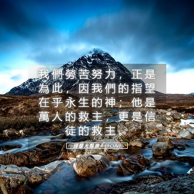 Picture 05 - 提 摩 太 前 書 4:10 CUVT - 我 們 勞 苦 努 力 ， 正 是 為 此 ， - Bible Verse Picture