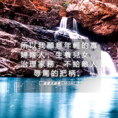 Picture 05 - 提 摩 太 前 書 5:14 CUVT - 所 以 我 願 意 年 輕 的 寡 婦 嫁 人 - Bible Verse Picture