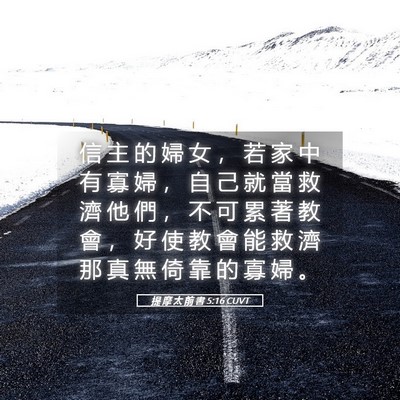 Picture 05 - 提 摩 太 前 書 5:16 CUVT - 信 主 的 婦 女 ， 若 家 中 有 寡 婦 - Bible Verse Picture