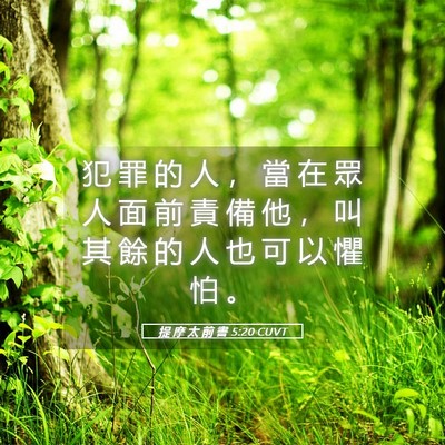 Picture 05 - 提 摩 太 前 書 5:20 CUVT - 犯 罪 的 人 ， 當 在 眾 人 面 前 責 - Bible Verse Picture