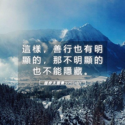 Picture 05 - 提 摩 太 前 書 5:25 CUVT - 這 樣 ， 善 行 也 有 明 顯 的 ， 那 - Bible Verse Picture