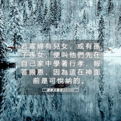 Picture 05 - 提 摩 太 前 書 5:4 CUVT - 若 寡 婦 有 兒 女 ， 或 有 孫 子 孫 - Bible Verse Picture