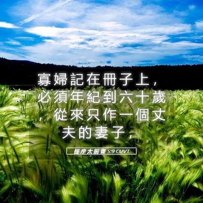 Picture 05 - 提 摩 太 前 書 5:9 CUVT - 寡 婦 記 在 冊 子 上 ， 必 須 年 紀 - Bible Verse Picture