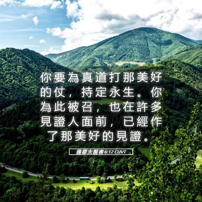 Picture 05 - 提 摩 太 前 書 6:12 CUVT - 你 要 為 真 道 打 那 美 好 的 仗 ， - Bible Verse Picture