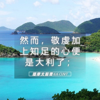 Picture 05 - 提 摩 太 前 書 6:6 CUVT - 然 而 ， 敬 虔 加 上 知 足 的 心 便 - Bible Verse Picture