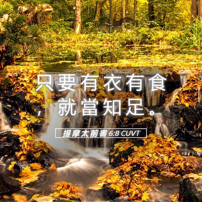 Picture 05 - 提 摩 太 前 書 6:8 CUVT - 只 要 有 衣 有 食 ， 就 當 知 足 - Bible Verse Picture