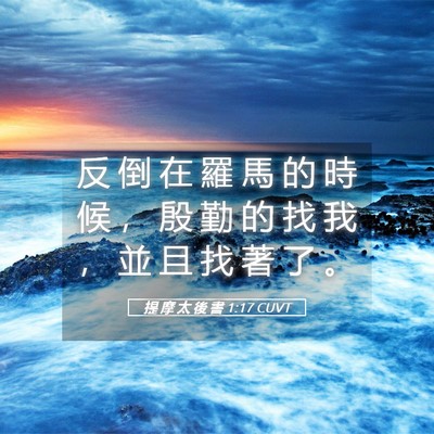 Picture 05 - 提 摩 太 後 書 1:17 CUVT - 反 倒 在 羅 馬 的 時 候 ， 殷 勤 的 - Bible Verse Picture