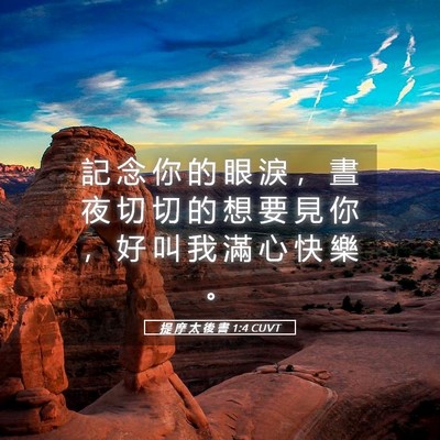 Picture 05 - 提 摩 太 後 書 1:4 CUVT - 記 念 你 的 眼 淚 ， 晝 夜 切 切 的 - Bible Verse Picture
