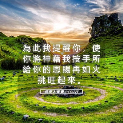 Picture 05 - 提 摩 太 後 書 1:6 CUVT - 為 此 我 提 醒 你 ， 使 你 將 神 藉 - Bible Verse Picture