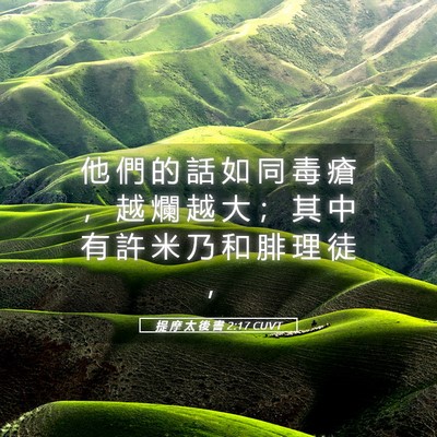 Picture 05 - 提 摩 太 後 書 2:17 CUVT - 他 們 的 話 如 同 毒 瘡 ， 越 爛 越 - Bible Verse Picture