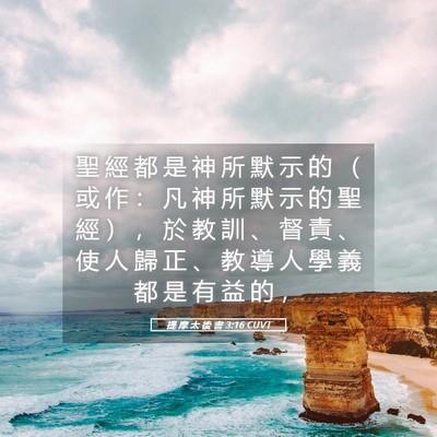 Picture 05 - 提 摩 太 後 書 3:16 CUVT - 聖 經 都 是 神 所 默 示 的 （ 或 作 - Bible Verse Picture