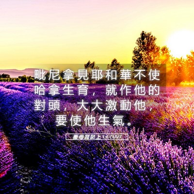 Picture 05 - 撒 母 耳 記 上 1:6 CUVT - 毗 尼 拿 見 耶 和 華 不 使 哈 拿 生 - Bible Verse Picture