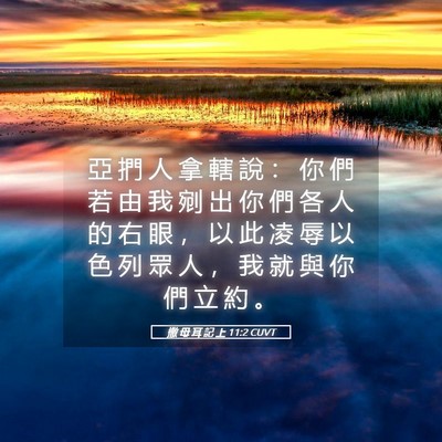 Picture 05 - 撒 母 耳 記 上 11:2 CUVT - 亞 捫 人 拿 轄 說 ： 你 們 若 由 我 - Bible Verse Picture