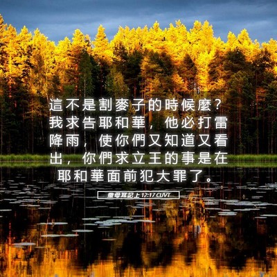 Picture 05 - 撒 母 耳 記 上 12:17 CUVT - 這 不 是 割 麥 子 的 時 候 麼 ？ 我 - Bible Verse Picture