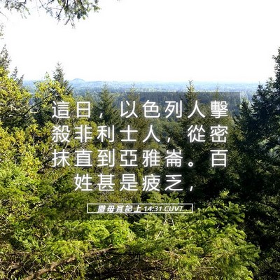 Picture 05 - 撒 母 耳 記 上 14:31 CUVT - 這 日 ， 以 色 列 人 擊 殺 非 利 士 - Bible Verse Picture