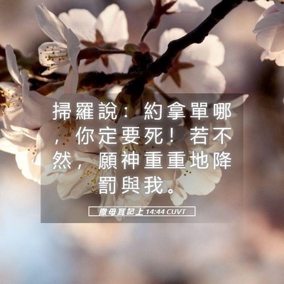 Picture 05 - 撒 母 耳 記 上 14:44 CUVT - 掃 羅 說 ： 約 拿 單 哪 ， 你 定 要 - Bible Verse Picture