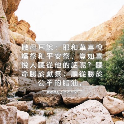 Picture 05 - 撒 母 耳 記 上 15:22 CUVT - 撒 母 耳 說 ： 耶 和 華 喜 悅 燔 祭 - Bible Verse Picture
