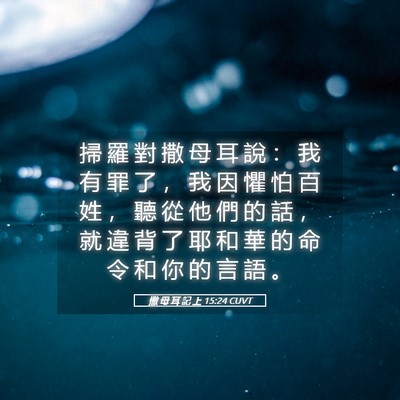 Picture 05 - 撒 母 耳 記 上 15:24 CUVT - 掃 羅 對 撒 母 耳 說 ： 我 有 罪 了 - Bible Verse Picture