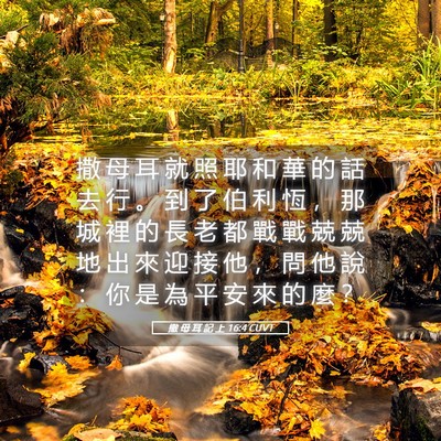 Picture 05 - 撒 母 耳 記 上 16:4 CUVT - 撒 母 耳 就 照 耶 和 華 的 話 去 行 - Bible Verse Picture