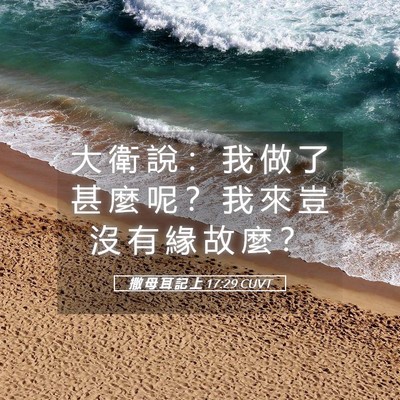 Picture 05 - 撒 母 耳 記 上 17:29 CUVT - 大 衛 說 ： 我 做 了 甚 麼 呢 ？ 我 - Bible Verse Picture