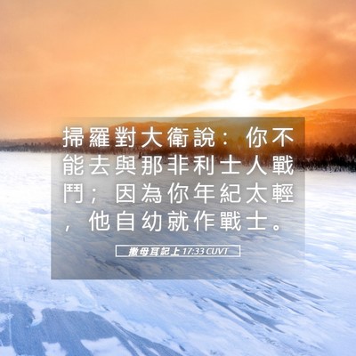 Picture 05 - 撒 母 耳 記 上 17:33 CUVT - 掃 羅 對 大 衛 說 ： 你 不 能 去 與 - Bible Verse Picture