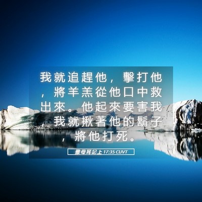 Picture 05 - 撒 母 耳 記 上 17:35 CUVT - 我 就 追 趕 他 ， 擊 打 他 ， 將 羊 - Bible Verse Picture
