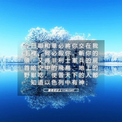 Picture 05 - 撒 母 耳 記 上 17:46 CUVT - 今 日 耶 和 華 必 將 你 交 在 我 手 - Bible Verse Picture