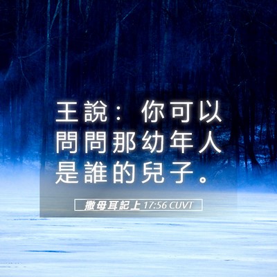 Picture 05 - 撒 母 耳 記 上 17:56 CUVT - 王 說 ： 你 可 以 問 問 那 幼 年 人 - Bible Verse Picture