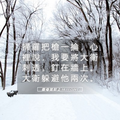 Picture 05 - 撒 母 耳 記 上 18:11 CUVT - 掃 羅 把 槍 一 掄 ， 心 裡 說 ， 我 - Bible Verse Picture