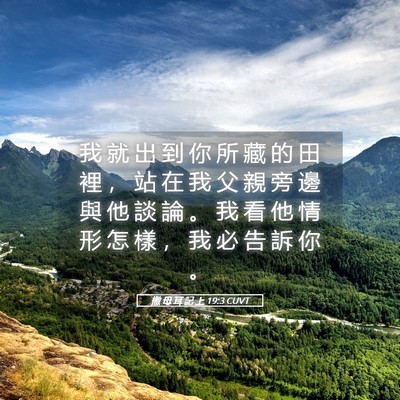 Picture 05 - 撒 母 耳 記 上 19:3 CUVT - 我 就 出 到 你 所 藏 的 田 裡 ， 站 - Bible Verse Picture