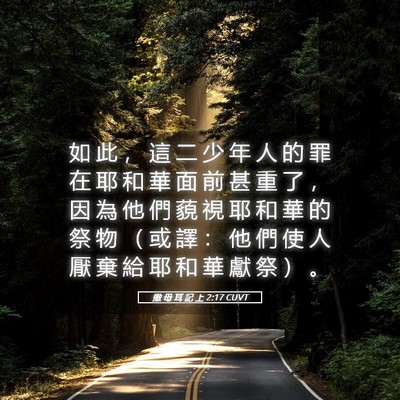 Picture 05 - 撒 母 耳 記 上 2:17 CUVT - 如 此 ， 這 二 少 年 人 的 罪 在 耶 - Bible Verse Picture