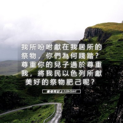Picture 05 - 撒 母 耳 記 上 2:29 CUVT - 我 所 吩 咐 獻 在 我 居 所 的 祭 物 - Bible Verse Picture