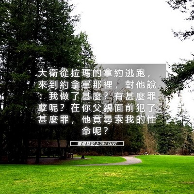 Picture 05 - 撒 母 耳 記 上 20:1 CUVT - 大 衛 從 拉 瑪 的 拿 約 逃 跑 ， 來 - Bible Verse Picture