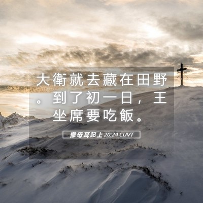 Picture 05 - 撒 母 耳 記 上 20:24 CUVT - 大 衛 就 去 藏 在 田 野 。 到 了 初 - Bible Verse Picture