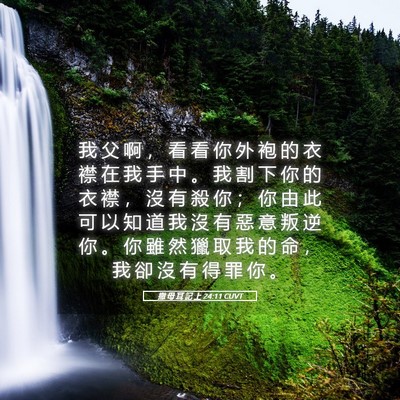 Picture 05 - 撒 母 耳 記 上 24:11 CUVT - 我 父 啊 ， 看 看 你 外 袍 的 衣 襟 - Bible Verse Picture