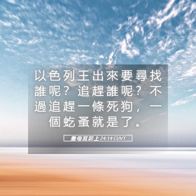Picture 05 - 撒 母 耳 記 上 24:14 CUVT - 以 色 列 王 出 來 要 尋 找 誰 呢 ？ - Bible Verse Picture