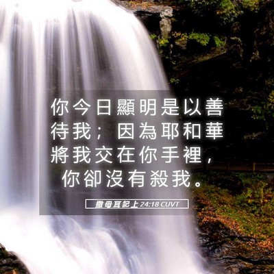 Picture 05 - 撒 母 耳 記 上 24:18 CUVT - 你 今 日 顯 明 是 以 善 待 我 ； 因 - Bible Verse Picture