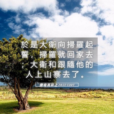 Picture 05 - 撒 母 耳 記 上 24:22 CUVT - 於 是 大 衛 向 掃 羅 起 誓 ， 掃 羅 - Bible Verse Picture