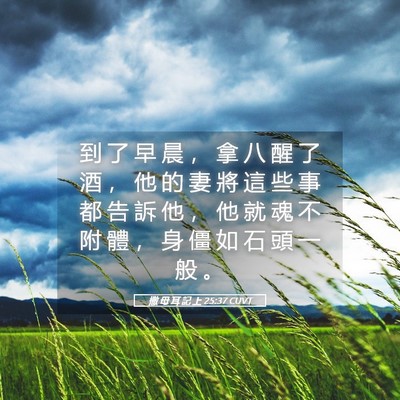 Picture 05 - 撒 母 耳 記 上 25:37 CUVT - 到 了 早 晨 ， 拿 八 醒 了 酒 ， 他 - Bible Verse Picture