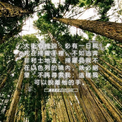 Picture 05 - 撒 母 耳 記 上 27:1 CUVT - 大 衛 心 裡 說 ： 必 有 一 日 我 死 - Bible Verse Picture