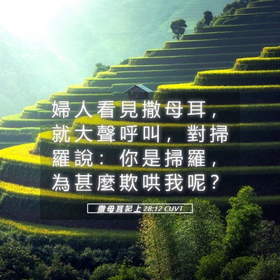 Picture 05 - 撒 母 耳 記 上 28:12 CUVT - 婦 人 看 見 撒 母 耳 ， 就 大 聲 呼 - Bible Verse Picture