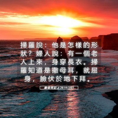 Picture 05 - 撒 母 耳 記 上 28:14 CUVT - 掃 羅 說 ： 他 是 怎 樣 的 形 狀 ？ - Bible Verse Picture