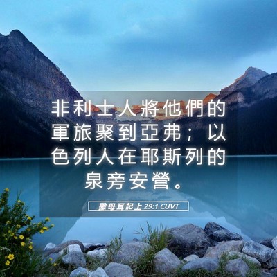 Picture 05 - 撒 母 耳 記 上 29:1 CUVT - 非 利 士 人 將 他 們 的 軍 旅 聚 到 - Bible Verse Picture