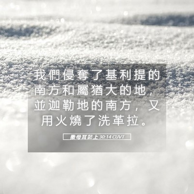 Picture 05 - 撒 母 耳 記 上 30:14 CUVT - 我 們 侵 奪 了 基 利 提 的 南 方 和 - Bible Verse Picture