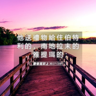 Picture 05 - 撒 母 耳 記 上 30:27 CUVT - 他 送 禮 物 給 住 伯 特 利 的 ， 南 - Bible Verse Picture