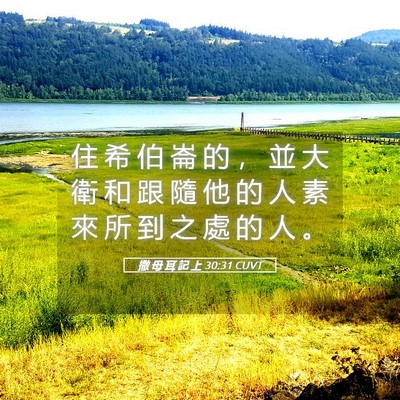 Picture 05 - 撒 母 耳 記 上 30:31 CUVT - 住 希 伯 崙 的 ， 並 大 衛 和 跟 隨 - Bible Verse Picture